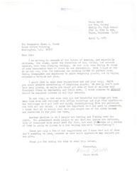 ["Paula Smith, a student at Skelly Jr. High School in Tulsa, Oklahoma, wrote a letter to Congressman James R. Jones expressing concern about the environment. She suggested promoting recycling plants, making ecology a required course in high schools, preserving historic buildings, enforcing hunting and fishing limits, and seeking support for these initiatives. She thanked him for considering her suggestions."]