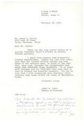 ["The first letter is from Congressman James R. Jones responding to a constituent's letter regarding President Nixon's efforts to control federal spending. Jones expresses concern over the growing national debt and states that he will carefully scrutinize all proposals related to spending. The second letter is from a constituent urging Jones to support Nixon's budget proposal as a way to combat inflation and maintain economic stability. The constituent congratulates Jones on his election and expresses hope for his success in Congress."]