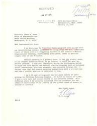 ["The document is from E.C. Ayres to Representative James R. Jones expressing concern over President Ford's proposed economic plan, which would lead to a significant increase in the country's deficit. Ayres believes that deficit spending is the primary cause of inflation and urges Representative  Jones to vote against new deficit creating programs and to carefully examine existing expenditures. Ayres, a 62-year-old engineer, is worried about the potential destruction of the country if current economic trends continue."]
