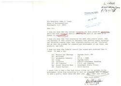 ["The document is addressed to James R. Jones, a member of the House of Representatives, expressing concern about the current recession caused by inflation, deficit spending, and federal control. The author advocates for a focus on free enterprise, profit-making, and job creation as solutions to economic problems."]