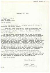 ["The document is a series of letters discussing the federal budget, foreign aid, income tax cuts, and spending priorities. Mr. Harris expresses concern about the budget and foreign aid, while also questioning the wisdom of an income tax cut. Congressman Jones agrees with some of Mr. Harris' points and explains his stance on tax cuts and spending reductions. The staff assistant acknowledges Mr. Harris' communication and assures that Congressman Jones will address it upon his return to Washington."]