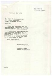 ["James R. Jones thanks James M. McNamara, Jr. for sending him a booklet titled \"What's Going On Here?\" regarding inflation and recession. The booklet discusses the impact of government actions and policies, hidden taxation through inflation, the increase in corporate profits not being a major factor in inflation, and the difficulty of keeping up with inflation due to rising costs and income taxes. It also mentions the scarcity of money due to government borrowing and the ineffectiveness of wage and price controls."]