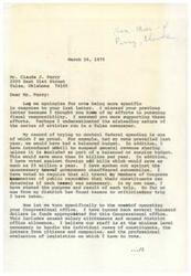 ["The document from Congressman James R. Jones to Mr. Claude J. Perry addresses concerns about fiscal responsibility and the operation of the Congressional office. Jones explains his efforts to control federal spending, including introducing bills to save money and his transparency in recording travel expenses. He also clarifies that the funds he receives are used for necessary expenses, including maintaining homes in Tulsa and Washington. Jones assures Perry that all expenses related to the Congressional office are accounted for and used appropriately."]
