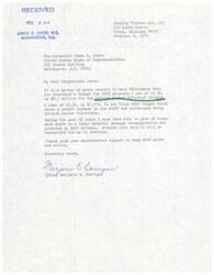 ["Letter from Tulsa, OK, resident and constituent of Congressman James R. Jones, Miss Marjorie E. Corrigan, to Congressman James R. Jones regarding a proposed budget cut for the Retired Senior Volunteer Program"]
