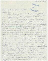 ["Letter from Tulsa, OK, resident and constituent of Congressman James R. Jones, Ms. Lola Claussen, to Congressman James R. Jones regarding a proposed budget cut for the Retired Senior Volunteer Program"]