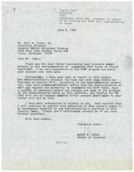 ["Original correspondence from the Executive Director/President of RSVP, Mr. Earl J. Tuers, Jr., to Congressman James R. Jones regarding the diversion of RSVP funds by ACTION"]