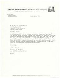 ["Letter from the Chairman of the Board and Chief Executive Officer of American National Bank and Trust Company in Sapulpa, OK, Mr. William L. Berry, to the ACTION Region VI Grant Officer, Mr. R. W. Hickey, regarding the possible discontinuation of the Sapulpa Neighborhood Action Association"]