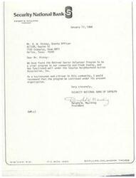 ["Letter from the President of Security National Bank in Sapulpa, OK, Mr. Dwight W. Maulding, to the ACTION Region VI Grant Officer, Mr. R. W. Hickey, regarding the possible discontinuation of the Sapulpa Neighborhood Action Association"]