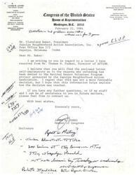 ["Correspondence between the Director of ACTION, Mr. Thomas W. Pauken, Congressman James R. Jones, and the President of the Sapulpa Neighborhood Action Association, Mr. Cleveland Baker, regarding the denial of the Sapulpa NAA's ACTION Grant renewal request"]