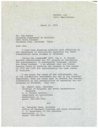 ["Letter from Congressman James R. Jones to a representative of the Oklahoma Department of Wildlife, Mr. Jim Becker, regarding the Youth Conservation Corps program in Oklahoma"]