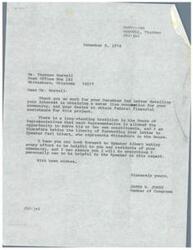 ["Original correspondence from Mr. Thurman Norvell, Whitesboro, OK, resident and constituent of Congressman James R. Jones, to Congressman James R. Jones regarding the appropriation of federal funds to the project of bringing a water line connection to Whitesboro, Oklahoma"]