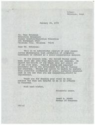 ["Correspondence between The Executive Secretary of Sooner Alcohol-Narcotics Education, Mr. Ross McLennan, and Congressman James R. Jones regarding the reduction in production of alcoholic beverages as a grain-conservation measure"]