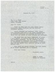 ["Correspondence between Tulsa, OK resident and constituent of Congressman James R. Jones, Mr. C. L. Clark, and Congressman James R. Jones regarding sugar shortages"]