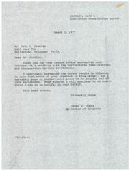 ["Correspondence between a constituent - Mr. Orth L. Costly, Stillwater, OK, resident - and Congressman James R. Jones regarding the constituent's interest in a position with the Agricultural Stabilization and Conservation Service in Oklahoma"]