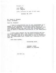 ["The text is a congratulatory letter to Mr. Wayne Q. Winsett on his appointment to the Oklahoma Agricultural Stabilisation and Conservation committee. The sender expresses confidence in Mr. Winsett's ability to contribute to the committee's work and offers assistance if needed."]
