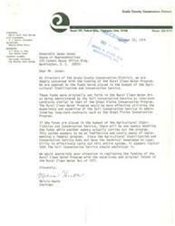 ["Letter from the Chairman of the Grady County Conservation District, Mr. Melvin Heath, to Congressman James R. Jones regarding the funding of the Rural Clean Water Program"]