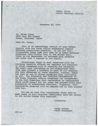 ["Bruce Olsen wrote to Congressman Jones expressing concern about the eight year limitation on educational benefits for veterans, specifically GI benefits for education. Congressman Jones reviewed the comments and it was recommended that legislation be implemented to extend the limitation by two years. Mr. Olsen, a veteran currently studying physics at Tulsa Junior College, had also expressed a desire for changes in the law. Congressman Jones will be informed of the response upon his return to the United States."]