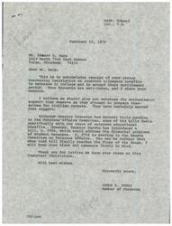 ["The document is a response from Congressman James R. Jones to a letter from Edward L. Harp regarding legislation to increase allowance benefits for veterans in college. Congressman Jones acknowledges Harp's concerns and mentions a bill introduced by Senator Hartke that addresses the financial problems of student veterans. He assures Harp that he will keep his views in mind when the bill reaches the House floor. Harp had previously written to Congressman Jones about his own situation, where his V.A. benefits were set to be terminated despite having 36 months of eligibility left. He is seeking information on when the bill will be passed and if it will include an extension of the time limit."]