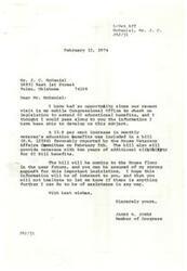 ["The document from Congressman James R. Jones to Mr. J. C. McDaniel informs him about a bill that will increase veteran's education benefits by 13.6% and provide veterans with two additional years of eligibility for GI Bill benefits. The bill will be coming to the House floor soon and Congressman Jones assures Mr. McDaniel of his strong support for the legislation. Mr. McDaniel had previously visited Congressman Jones to ask for his support in extending GI benefits, as his benefits were set to expire in May."]