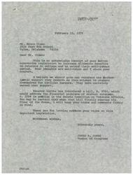 ["Bruce Olsen wrote to Congressman James R. Jones to express his support for legislation to increase allowance benefits for veterans in college and extend their entitlement period. Congressman Jones acknowledged receipt of the letter and shared Olsen's concerns. He mentioned a bill introduced by Senator Hartke addressing the financial problems of student veterans, which is pending in the Senate Committee on Veterans Affairs. Jones assured Olsen that he would keep his views in mind when the bill reaches the House floor. Olsen also urged Jones to support increasing Veterans educational allowances and extending the limitation period for completing education. Olsen indicated that he would reconsider his request if there were overriding reasons for not supporting the increases."]