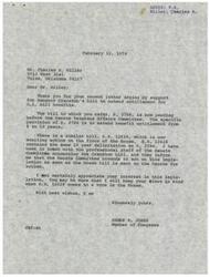 ["The document is in response to a request for support of a bill to extend G.I. Bill benefits. The bill, S. 2784, aims to extend benefit entitlement from 8 to 10 years. The sender, James R. Jones, assures the recipient that their views will be considered when H.R. 12628, a similar bill, comes to a vote. The recipient is a student who is currently only able to attend college part-time due to work obligations, and they are requesting support for the bill to extend benefits beyond their entitlement expiration in May 1975."]