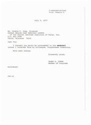 ["The document from Congressman Armstrong to Congressman Jones discusses the funding for Indian Health Care programs in the Interior Appropriations bill. The House increased the budget request for urban Indian health projects, but the Senate recommended a lower amount. The conference committee compromised on a total of $6,530,000. Armstrong expresses regret that the conference did not fully meet Jones' request."]