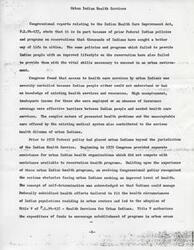 ["The document discusses the challenges faced by urban Indians in accessing healthcare services and the development of urban Indian health programs under Title V of P.L. 94-437. It highlights the success Carl Albert of these programs in providing services to urban Indian populations and the need for increased funding and reauthorization to address Carl Albert ongoing health needs. The document emphasizes the importance of continued support for urban Indian health services to improve the health and well-being of this population."]