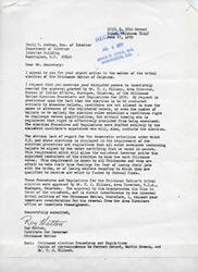 ["Ray Hatton, a candidate for Governor of the Chickasaw Nation, is appealing to Secretary Cecil D. Andrus of the Department of Interior to intervene in the tribal election process. He raises concerns about the lack of transparency and democratic principles in the election procedures and regulations approved by the Bureau of Indian Affairs. Hatton believes that the incumbent candidate has biasedly influenced the election process Carl Albert to his advantage, and requests for the removal or reassignment of the Area Director responsible for approving the regulations."]