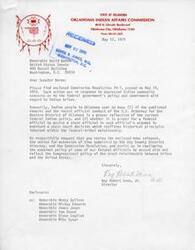 ["The State of Oklahoma Indian Affairs Commission is requesting assistance from Senator David Boren regarding jurisdictional issues over Indian Country within the Anadarko Area. They are seeking clarification on federal policies and commitments towards Indian tribes, particularly in relation to law enforcement jurisdiction. The Commission has taken action in response to concerns from the Indian community and is working towards establishing a Court of Indian Offenses. They are also appointing qualified law enforcement officers to work in cooperation with federal and local agencies to enhance law enforcement in rural Oklahoma. The Commission emphasizes the importance of government-to-government relationships with tribes and the need to support their powers of self-government."]