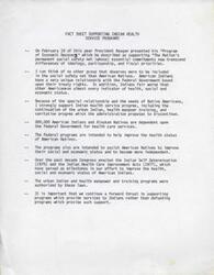 ["President Reagan's \"Program of Economic Recovery\" aims to support the nation's social safety net, including programs for American Indians who have unique treaty rights and face worse health, social, and economic challenges than other Americans. Federal programs provide health care services and aim to improve the health, social, and economic status of American Natives. The Indian Self Determination and Indian Health Care Improvement Acts have been key in advancing these efforts. It is crucial to continue supporting programs that benefit American Indians rather than cutting funding for them."]