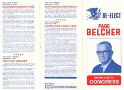 ["The document praises Congressman Page Belcher for his consistent voting record, his efforts to support the oil industry, and his understanding of legislative processes. It highlights his ability to represent his district effectively and his seniority in Congress. The document emphasizes Belcher's rational dissent and his capacity to serve his constituents."]