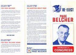 ["The document discusses the support for Congressman Page Belcher for re-election based on his voting record, experience, seniority, and conservative values. It highlights his work on projects such as the Arkansas River development and his responsiveness to constituent concerns. Belcher is praised for his effectiveness, loyalty to his district, and ability to work across party lines. The document emphasizes his dedication to serving the people of Oklahoma's First District."]