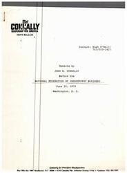 ["John B. Connally, in a speech to the National Federation of Independent Business, criticizes the lack of collective leadership in America, particularly in response to the energy crisis. He highlights the inadequate supply of crude oil and the need for increased production. Connally argues that current leadership is hindering rather than helping to address the nation's problems, including inflation. He calls for a change in leadership to effectively address these critical issues."]