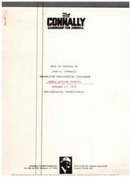 ["John B. Connally, a Republican presidential candidate, spoke at the World Affairs Council in Philadelphia in 1979 about America's role in the world. He discussed the challenges facing the country, including economic and political wars, and emphasized the importance of standing up against communist tyranny. Connally highlighted the superiority of freedom and democracy over communism, pointing out the failures of Marxist regimes in countries like Cuba and Vietnam. He called for a strong stance against communism and for the promotion of American values and virtues on the global stage."]