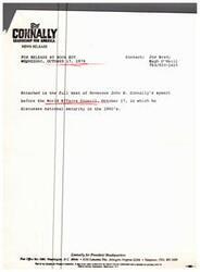 ["Governor John B. Connally gave a speech on national security in the 1980s before the World Affairs Council, discussing America's role in the world and the challenges the country faces. He highlights the need for the US to confront various conflicts such as economic, political, propaganda, and psychological wars. Connally emphasizes the importance of investing in the future and promoting freedom over communism. The speech also touches on specific issues, such as the situation of the Boat People in Vietnam and the need for the US to take a stand against communist tyranny."]