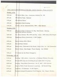 ["The document outlines Senator Henry Bellmon's schedule for the week of June 24, 1974. It includes various meetings, briefings, luncheons, receptions, and events in Washington D.C., Tulsa, and Oklahoma City. The schedule also mentions upcoming events for the following week, which will be in Oklahoma."]