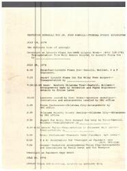 ["The document outlines the tentative schedule for Dr. John Sawhill, the Federal Energy Administrator, on July 18 and 19, 1974. It includes details such as accommodation, transportation, meetings, and events in Oklahoma City and Tulsa. The schedule includes breakfast, a tour, a luncheon, press conferences, and dinner. The schedule ends with Sawhill departing from Tulsa International Airport on July 20, 1974."]