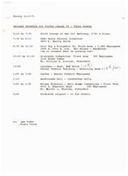 ["The document outlines a revised schedule for Friday, August 16 in Tulsa County, including various meetings, interviews, and plant tours with different companies and organizations throughout the day. The day concludes with a candidates rally at Southroads Mall before departing for Poteau from Riverside Airport."]