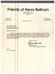["The document is a letter declining an invitation for Senator Bellmon to attend the Mary Nichols Republican Women's Club membership tea due to a prior commitment. The letter expresses regret for not being able to attend and mentions that if plans change, they will inform the recipient immediately. The invitation includes details of the event and encourages attendance of state and local Republican candidates to meet and greet the attendees."]