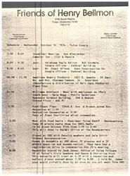 ["The schedule for Wednesday, October 16, 1974 for Henry Bellmon in Tulsa County includes various appointments and events such as a breakfast meeting, plant tours, meetings with community leaders, a radio show recording, a dinner at ORU, and a reception hosted by the editor of the Tulsa Tribune."]