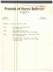 ["Paula Unruh and Mary Latimer are campaign coordinators for Henry Bellmon in Tulsa County. They have a schedule for Saturday, October 26, 1974, which includes events at Utica Square Shopping Center, the Rock, Mineral & Gem Show at the Tulsa Fairgrounds, and Ortles Shopping Center. They may also visit K-Mart if time permits."]