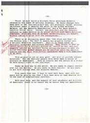 ["The document discusses the need to build a military force structure that aligns with national strategy, criticizes the lack of changes in military strategy despite global shifts, and calls for a rebuilding of military forces to meet the Soviet challenge. It emphasizes the importance of taking action and regaining control over national destiny, with the goal of leading America back to international recovery."]