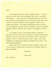 ["The author is endorsing John Connally for President, highlighting his experience and leadership abilities. They are encouraging others to support Connally as well and have included a postcard for interested individuals to sign and send to the campaign committee. The author expresses gratitude for support and looks forward to working towards better government with others."]