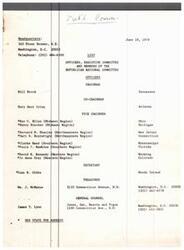 ["The document is a list of officers, executive committee members, and members of the Republican National Committee, along with their contact information. It includes names, states, cities, and phone numbers of individuals in various positions within the committee."]