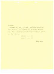 ["A quick poll conducted by KRMG, the main radio station in Tulsa, Oklahoma, indicated that Connally received 134 votes compared to Kennedy's 46 votes. The poll results were reported by Paula Unruh on September 28, 1979."]