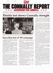 ["The Connally Report highlights John Connally's growing strength in the 1980 presidential campaign, particularly in Florida and Iowa. Connally's fundraising efforts are successful, and the campaign is actively engaging in events and rallies across the country. The report also mentions the availability of videocassettes featuring Connally for supporters to host their own fundraisers or viewing events. The document emphasizes the importance of grassroots support and fundraising efforts for Connally's candidacy."]
