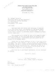 ["The letter is from J. David Andrews of Perkins, Coie, Stone, Olsen & Williams to Michael Schrauth at the Executive Office of the President. Andrews is referring Jim Rodriquez for a position, based on his work on President Nixon's advance in Tulsa. He includes Rodriquez's resume, describing him as an outstanding candidate. Andrews offers further assistance if needed."]