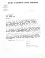["The letter congratulates Paula Unruh for her outstanding work in Tulsa County, which helped President Nixon win all 77 counties in Oklahoma with a record-breaking vote margin. The letter credits Paula and her organization for the successful campaign and expresses gratitude for her hard work and dedication."]