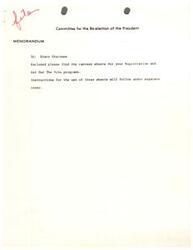 ["The document is a memorandum to state chairmen from the Committee for the Re-election of the President, providing canvass sheets for Registration and Get Out The Vote programs. It also includes a check-off list for Election Day activities, such as contacting voters and organizing a Victory Squad. Instructions for using the sheets will be provided separately."]