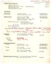 ["The document contains a list of contacts and coordinators for various tasks related to an event, including decorations, entertainment, facilities, transportation, and volunteer coordination. It also includes information about the Tulsa County Republican Organization and its members."]